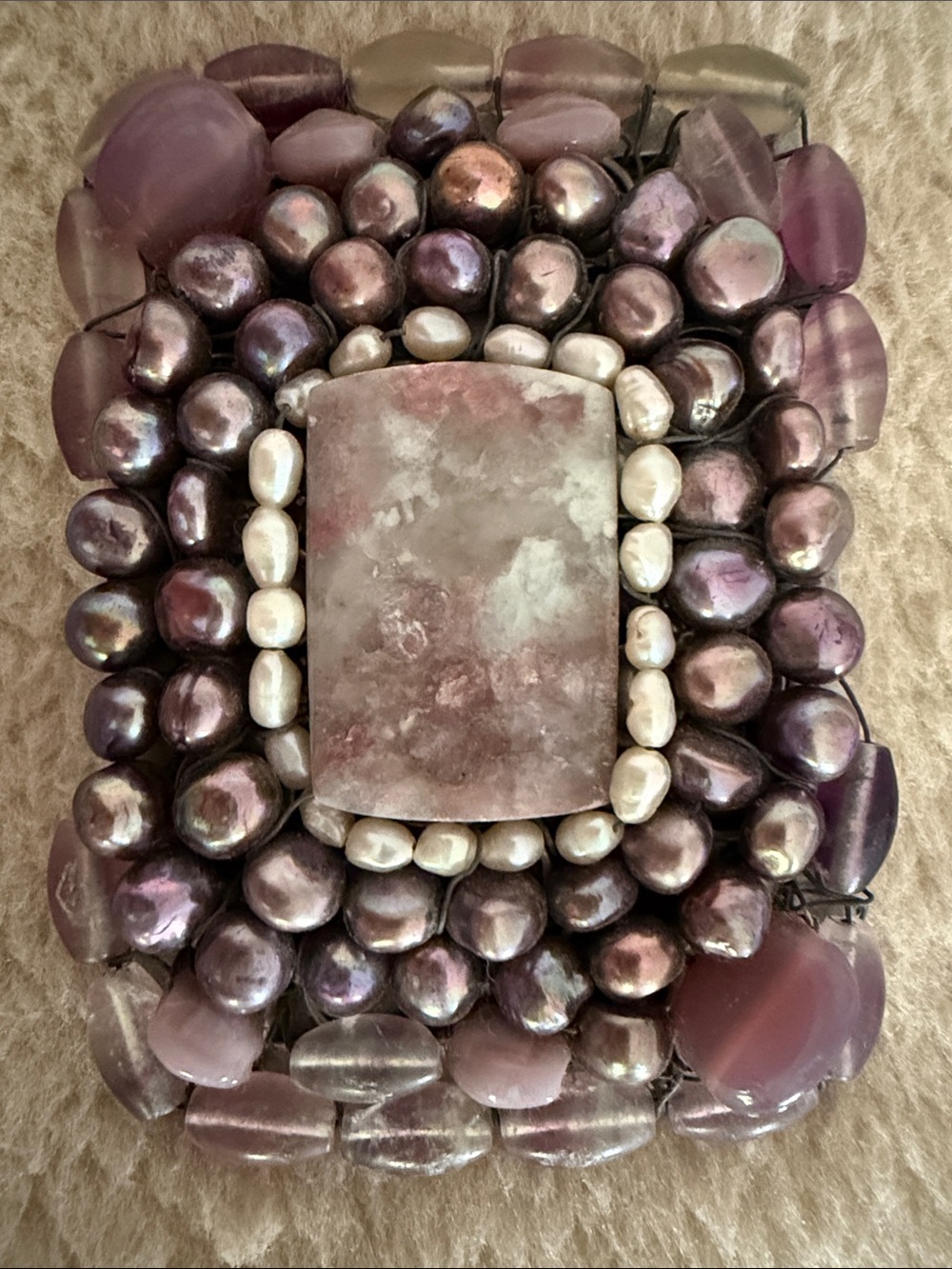 Handcrafted Lavender Beaded Statement Belt Buckle